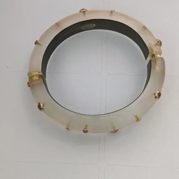 ALEXIS BITTAR Resin Metal Dotted Stud Hinge Clamper Bangle Bracelet - Picture 4 of 8